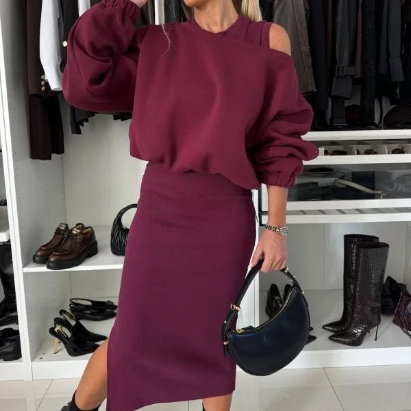 Women's Sleeveless Sweatshirt and Dress Set: Elegance and Comfort in 2 Pieces