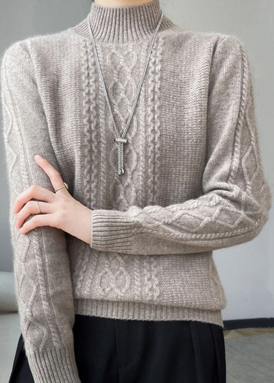 Warm patchwork turtleneck sweater for autumn