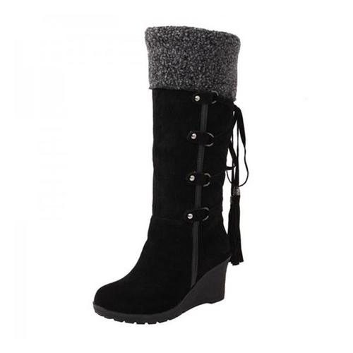 Warm Wedge Heel Tall Snow Boots for Cold Days