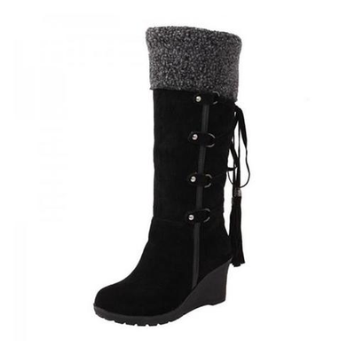 Warm Wedge Heel Tall Snow Boots for Cold Days