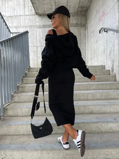 Women's Dress and Sweatshirt Set: Fashionable Elegance and Comfort