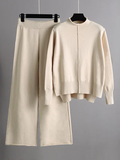 Delia - Long-Sleeved Sweater and Wide-Leg Pants Set