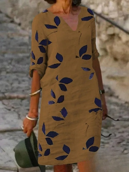 Carol - Women's basic half-sleeve floral print dress