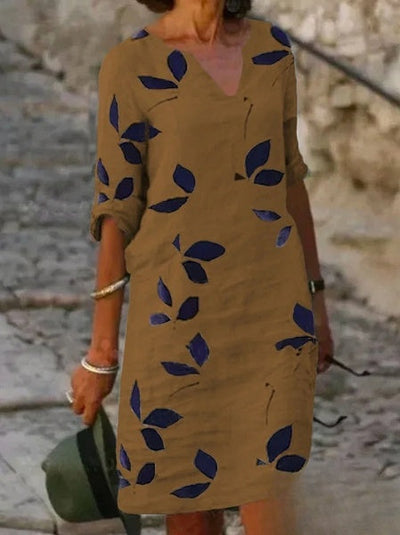 Carol - Women's basic half-sleeve floral print dress