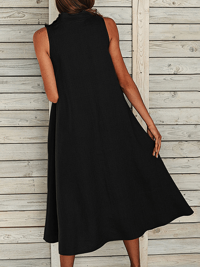 Alba - Women's Plus Size Loose Casual Dress with Solid Side Pockets - Comfortable and Elegant
