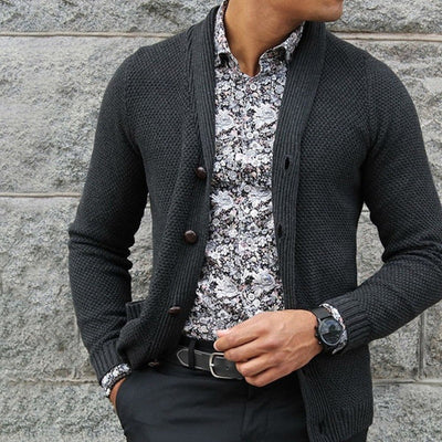 Men's button-down cardigan with classic cut