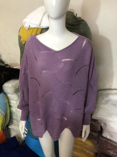 Laura - Loose Bohemian Sweater with Cropped Batwing Sleeve