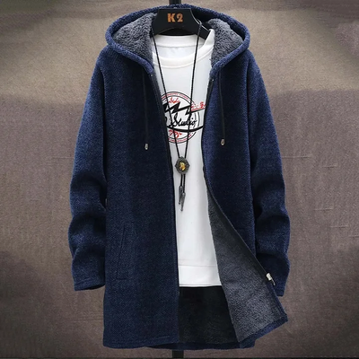 Cozy men's cardigan made of thick knit fleece
