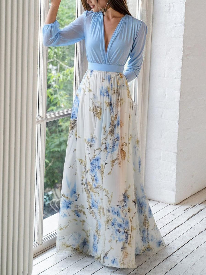 Women's long dress with elegant and modern floral design
