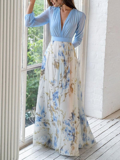 Women's long dress with elegant and modern floral design