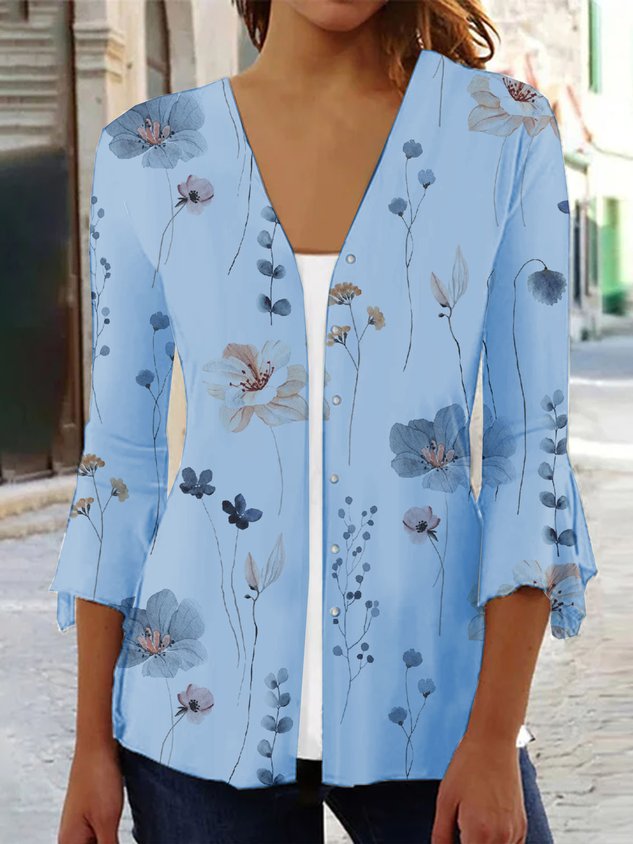 Marta - Casual Floral Print Loose Kimono