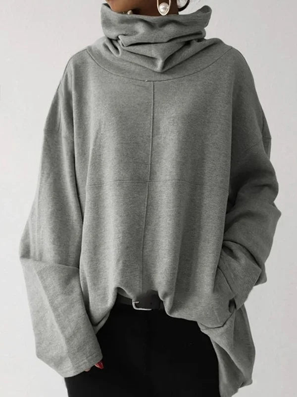 Linda - Casual solid color turtleneck sweater with long sleeves
