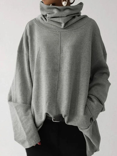Linda - Casual solid color turtleneck sweater with long sleeves