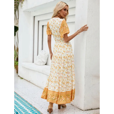 Carolina - New Casual Short Sleeve Printed Holiday Dress