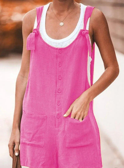 Evelyn - Fashionable monochrome button-down loose jumpsuit