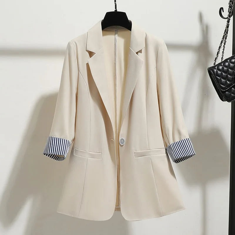 Eliana - Women's plain three-quarter sleeve jacket