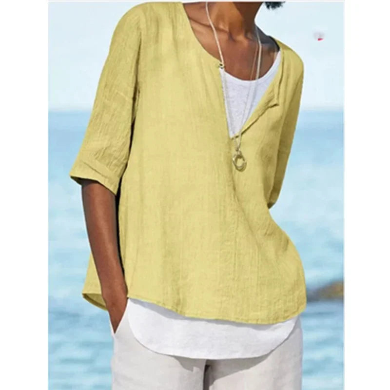 Irene - Women's Solid Color Round Neck T-Shirt