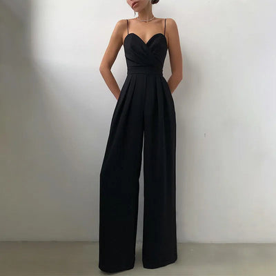 Elegant women's jumpsuit with thin straps and high waist, ideal for events