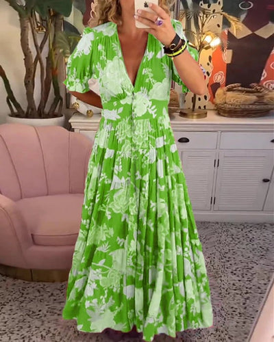 Ania - V-neck dress with floral print