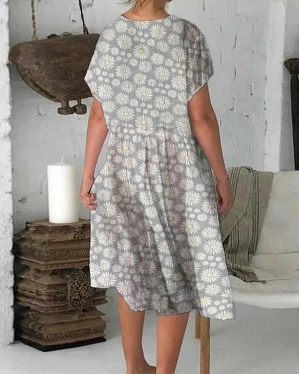 Indira - Casual Summer Dresses with Round Neck and Short Sleeves
