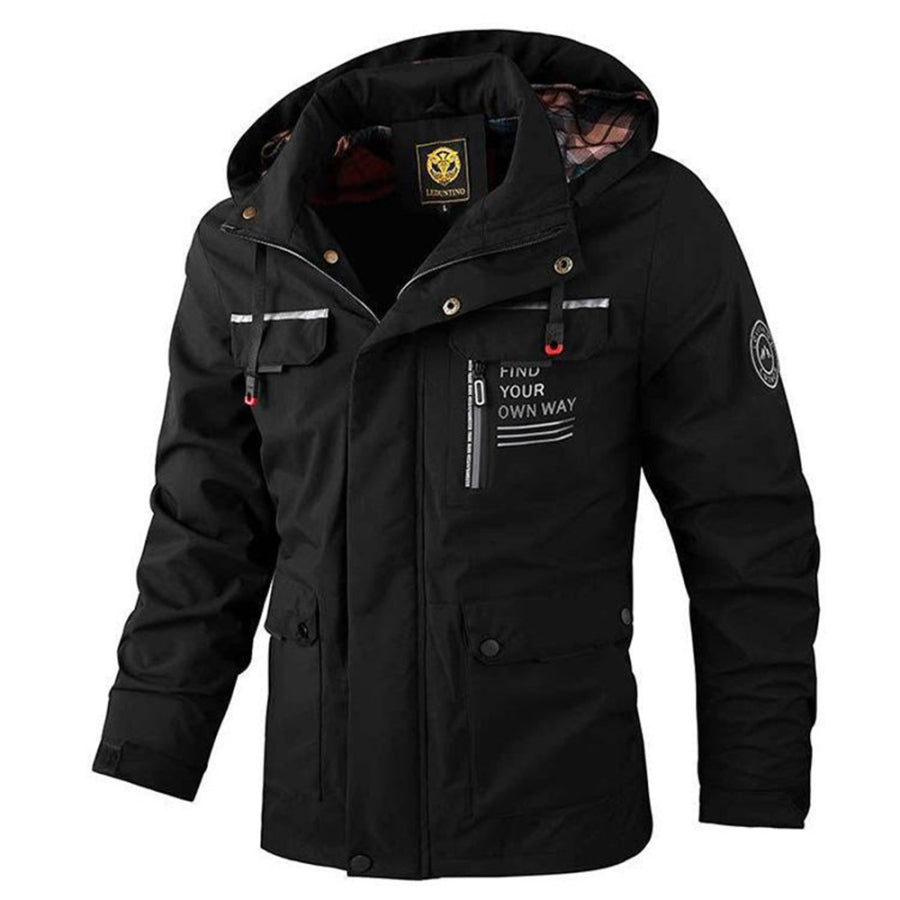 Men's mid-length jacket with hood, stylish and functional