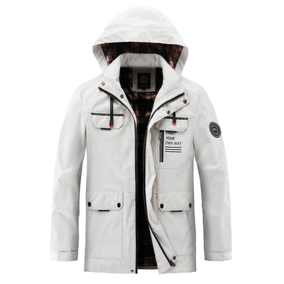 Men's mid-length jacket with hood, stylish and functional