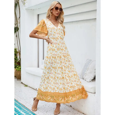 Carolina - New Casual Short Sleeve Printed Holiday Dress