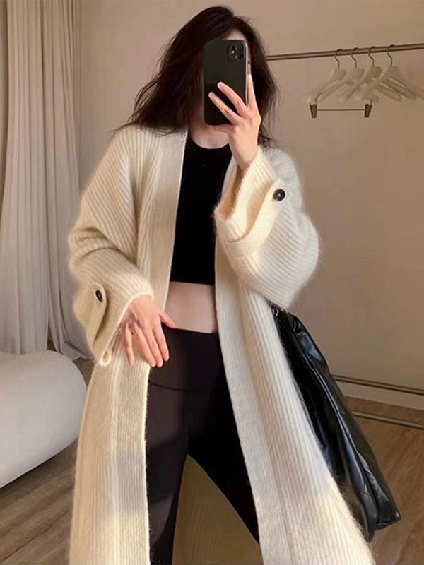 Long-Sleeved V-Neck Knit Cardigan for an Urban Style