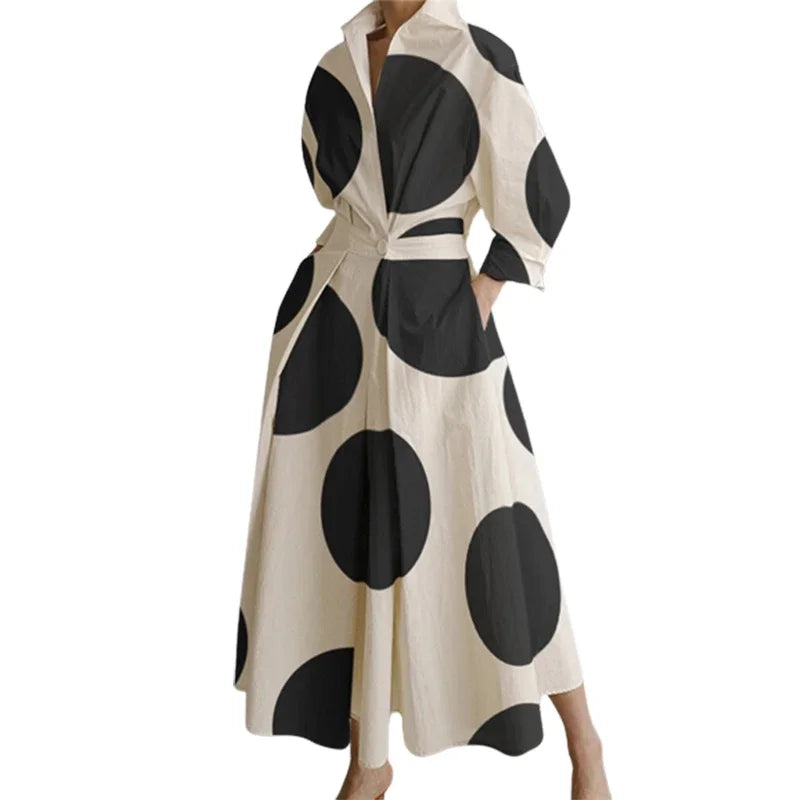 Lola - Temperament print waist-length maxi dress