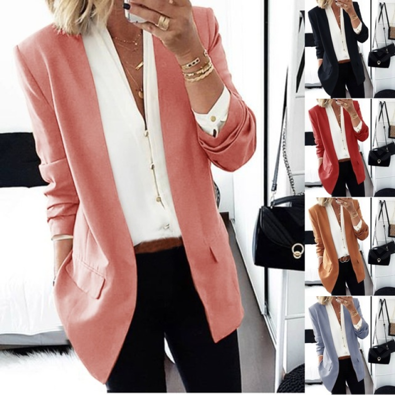 Comfortable street jacket with turn-down collar and solid color design