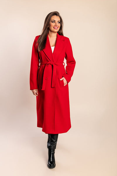 Elegant women's long coat with button closure and sophisticated design