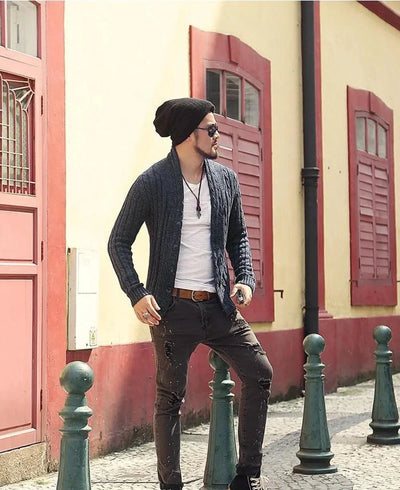 Stylish Men's Long Sleeve Cardigan Sweater Jacket