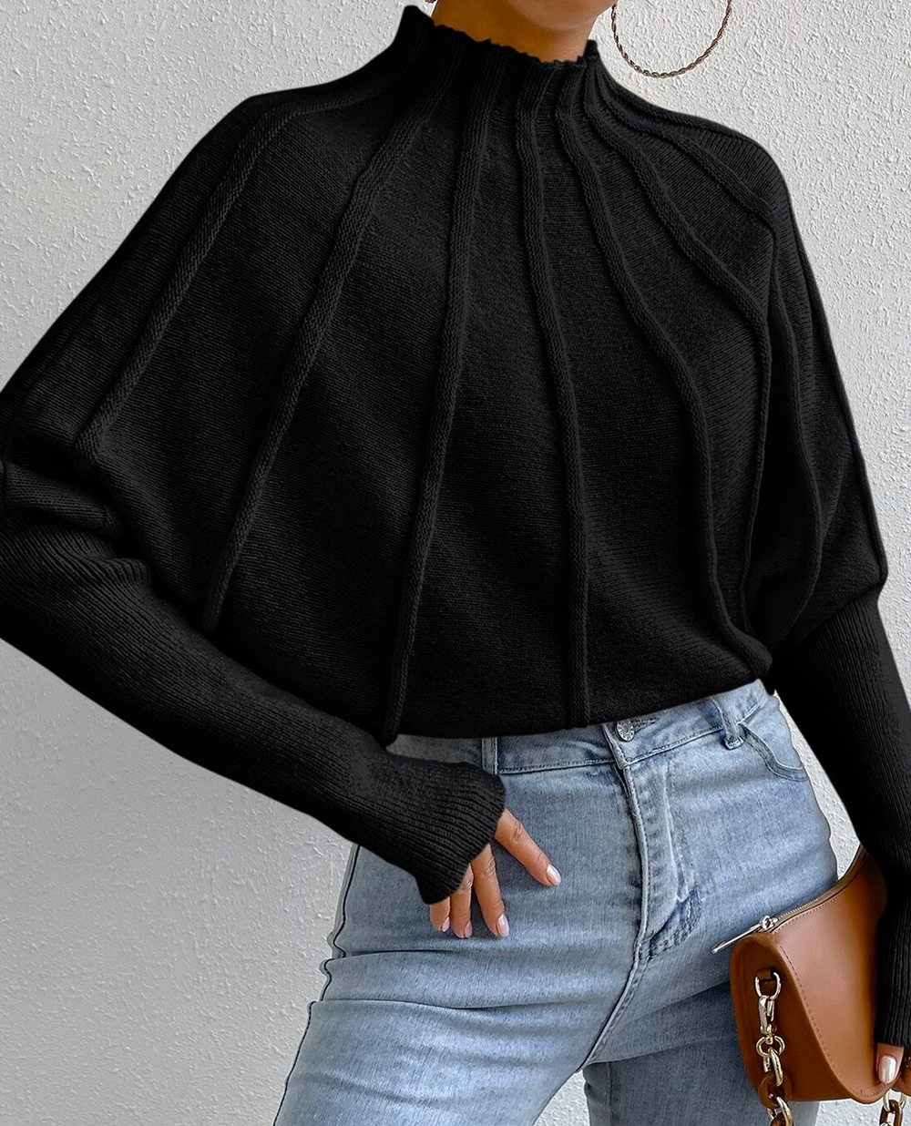 Lilac - Casual semi-high neck sweater