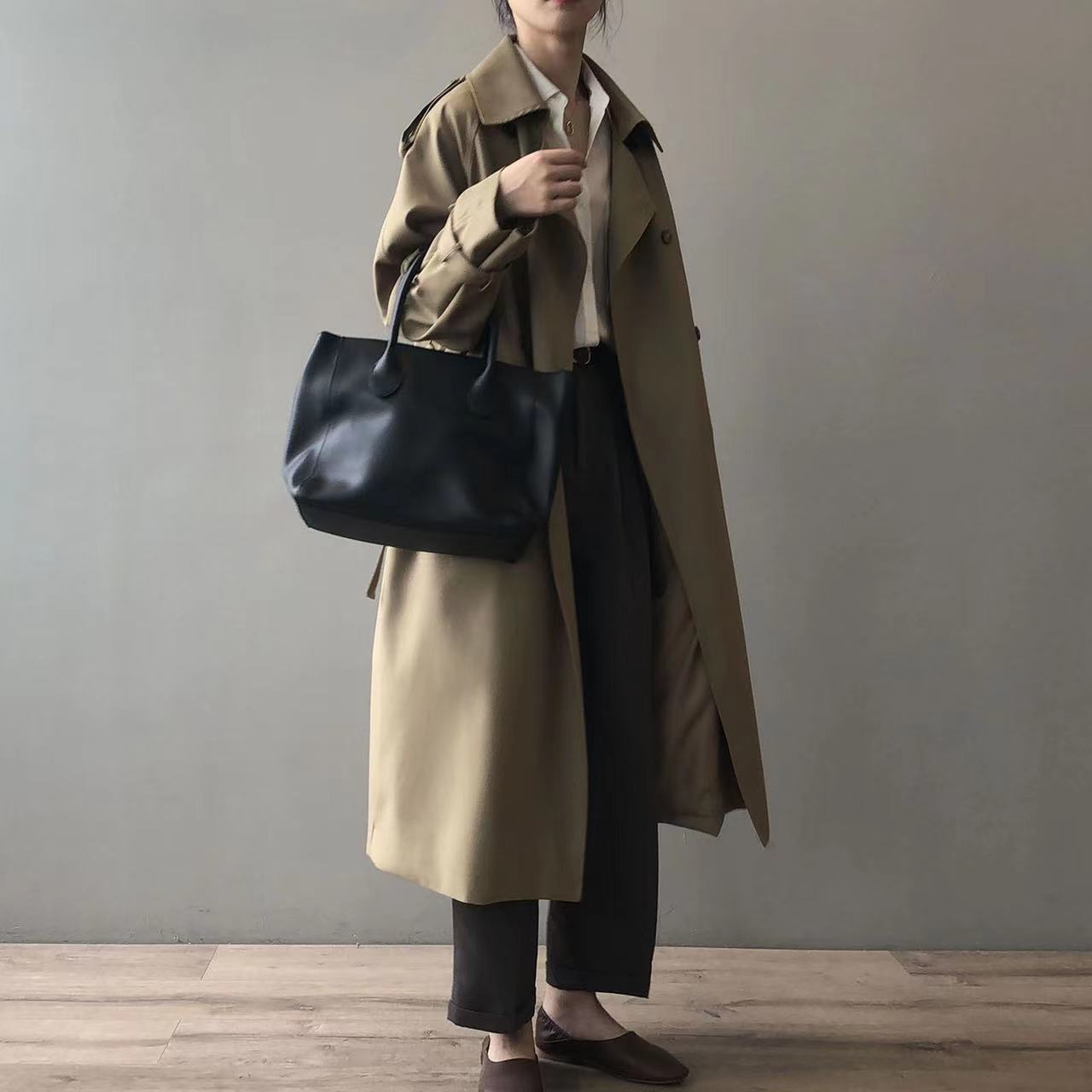 Women's long oversized double-breasted coat