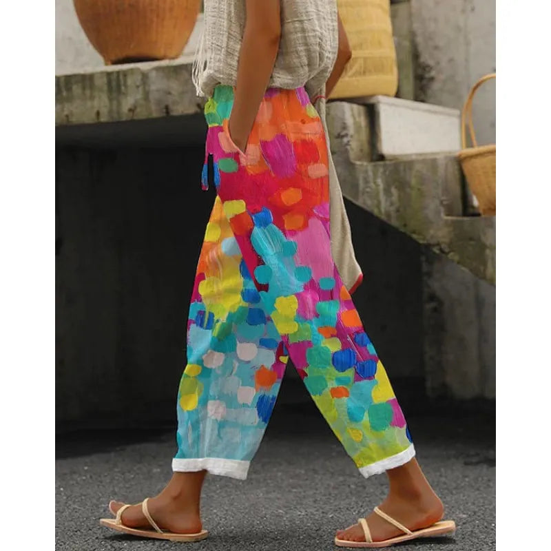 Lauren - Color Block Elastic Waist Pants