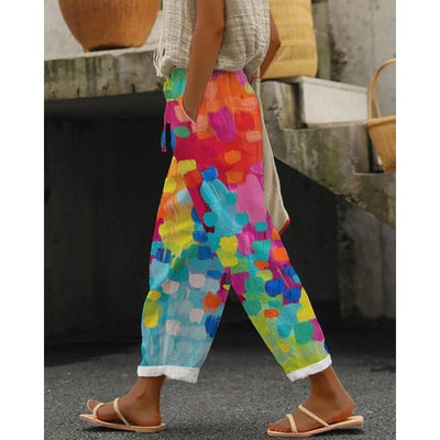 Lauren - Color Block Elastic Waist Pants
