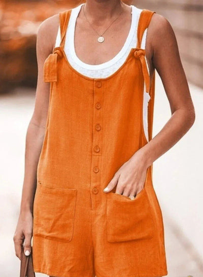 Evelyn - Fashionable monochrome button-down loose jumpsuit