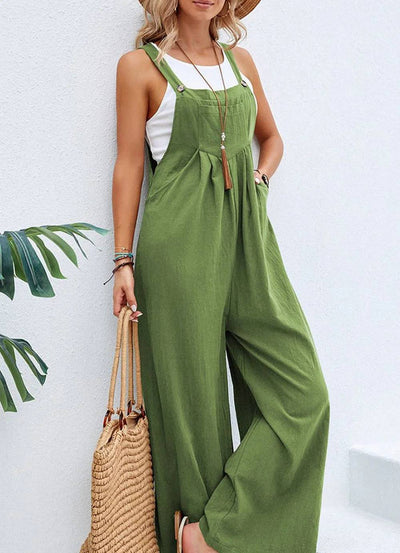 Karolina - Women's Loose Square Neck Solid Button Casual Holiday Jumpsuits