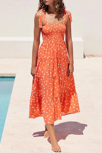 Mia - Printed dresses with thin straps and urban fashion patches