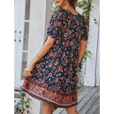 Andrea - Short-sleeved printed mini dress