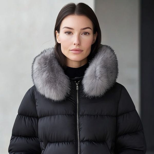 Warm and modern women's coat with elegant collar design