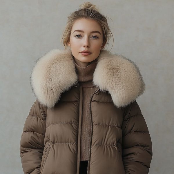 Warm and modern women's coat with elegant collar design