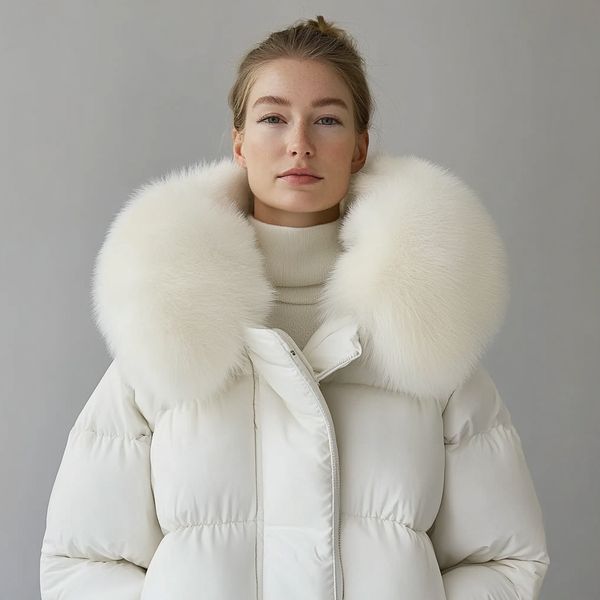 Warm and modern women's coat with elegant collar design