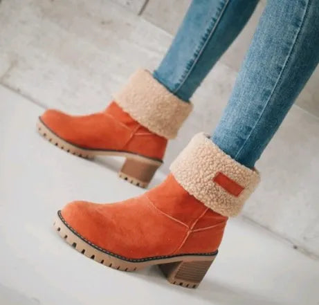 Women's winter ankle boots with a modern design and low heel