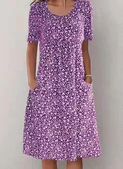 Alexandra - Floral Print Crew Neck Dress