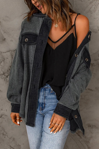 Elegant jacket with contrasting trim and collar