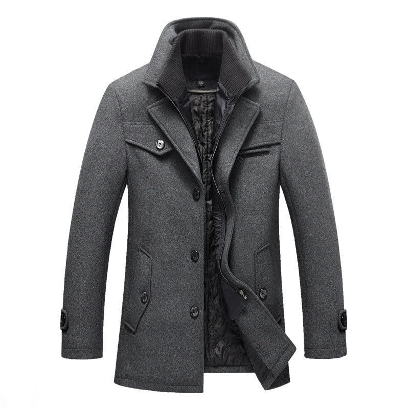 Men's Classic Long Autumn Coat - Elegant Trench Coat