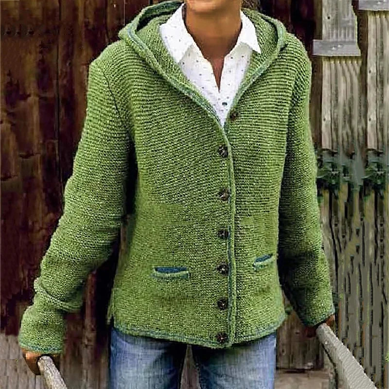 Classic hooded cardigan with double pockets