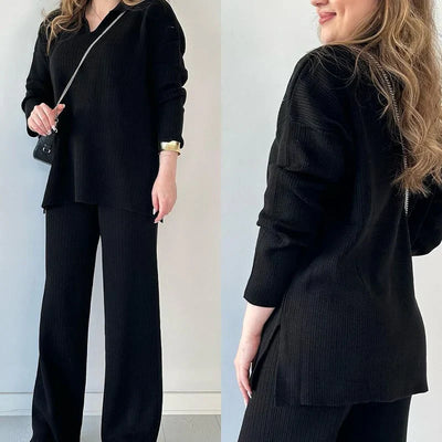 Autumnal V-neck set for a cozy style