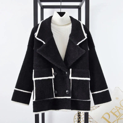 Women's Winter Cardigan Jacket, Loose Double Breasted Coat with Versatile Style